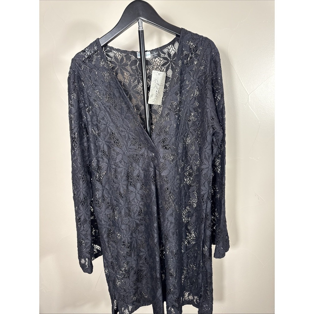 NWT J.Valdi Swimsuit Bikini Cover up Dress Top Size XL Black